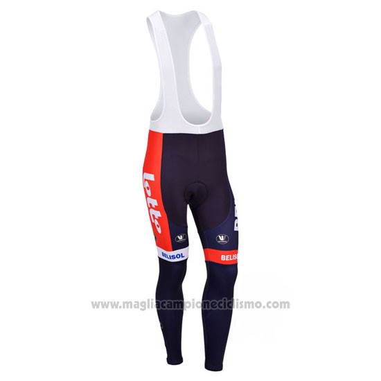 2013 Abbigliamento Ciclismo Lotto Belisol Viola e Bianco Manica Lunga e Salopette
